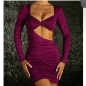 Oh Polly Deep Purple Long Sleeve Dress